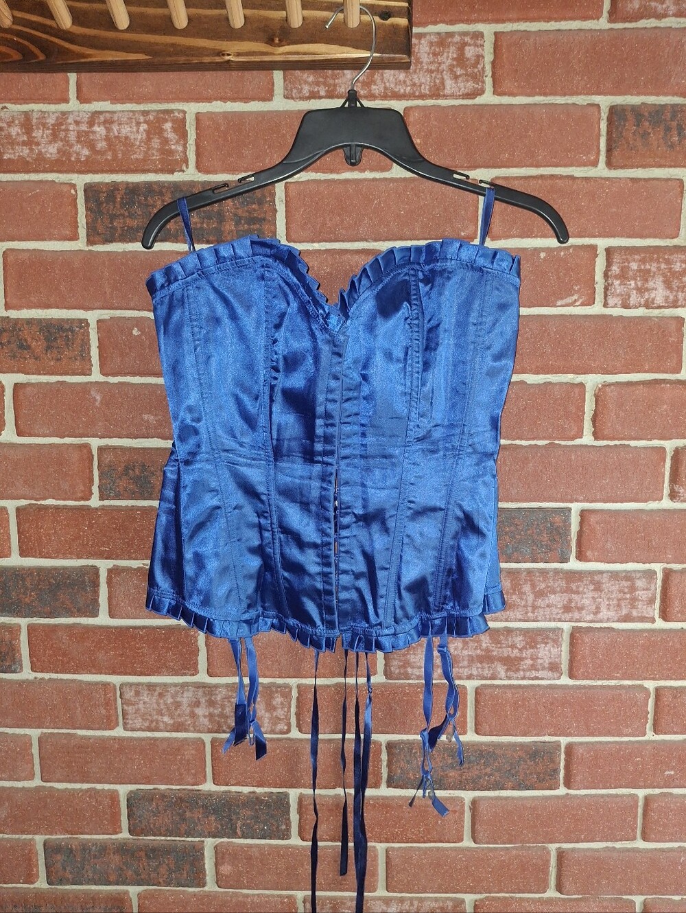 Satin Blue Corset Top with Garters